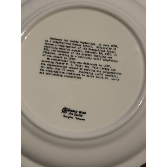 Evangelical Congregation Redeemer St Louis 60th Anniversary Collector Plate - Picture 4 of 5